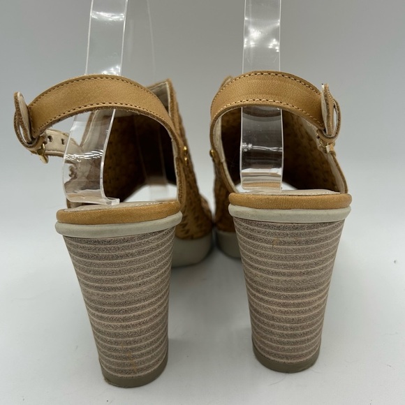 The Flexx Weave Be Me Block Heel Sandals Light Tan Leather Size 7 - Picture 6 of 6